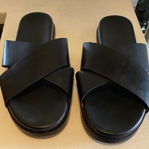 Madewell Black Leather Slide Sandals